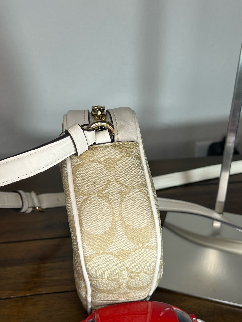Coach Mini Jamie Camera Bag In Signature Canvas/White accents and patches - Picture 5 of 12
